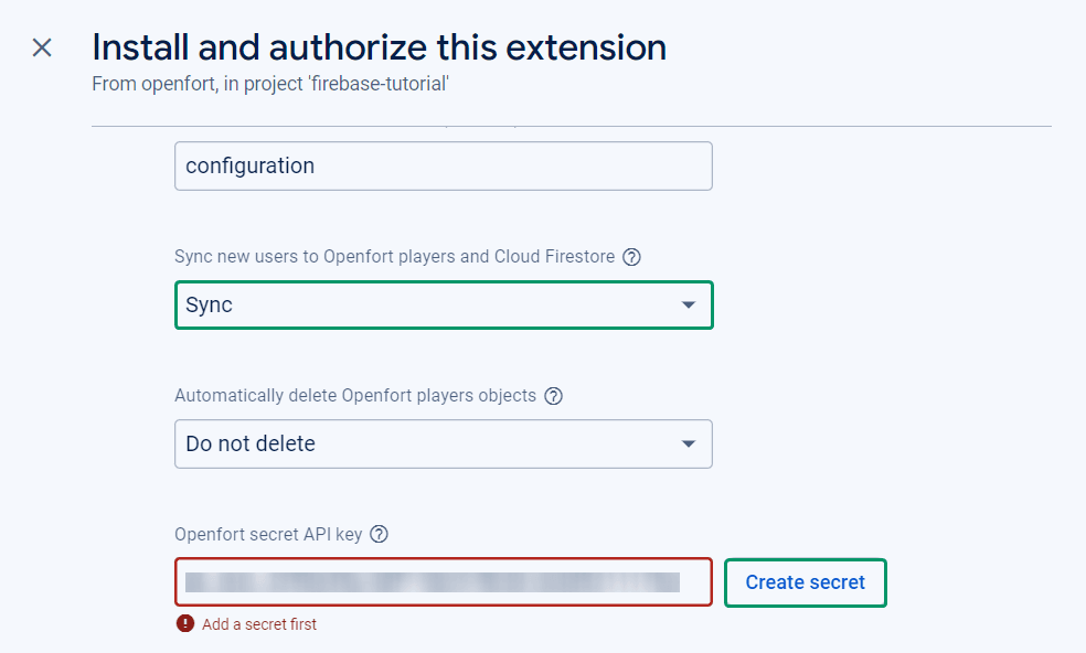 configure extension