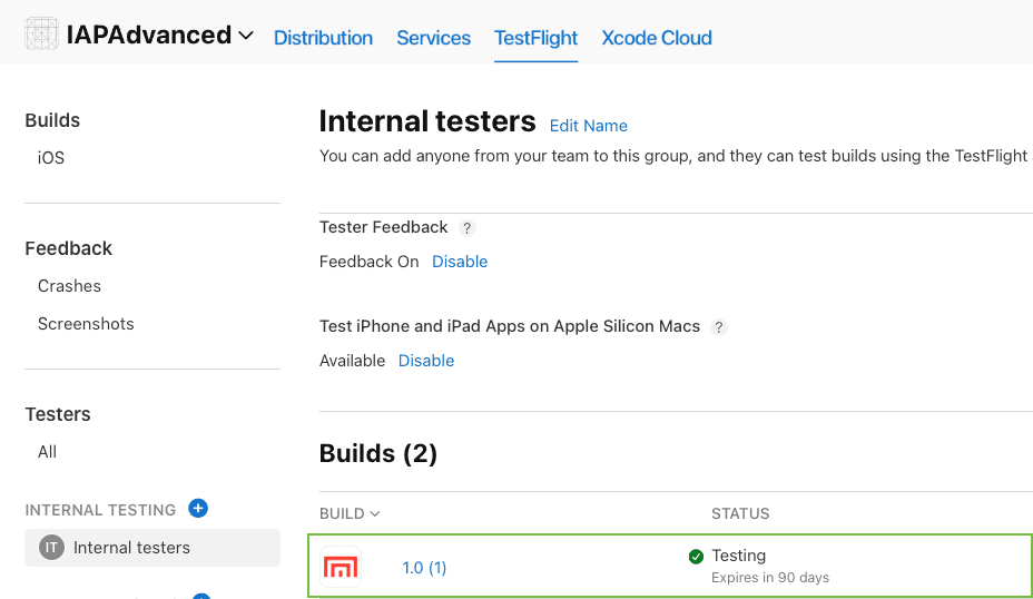 Build to Xcode: testers
