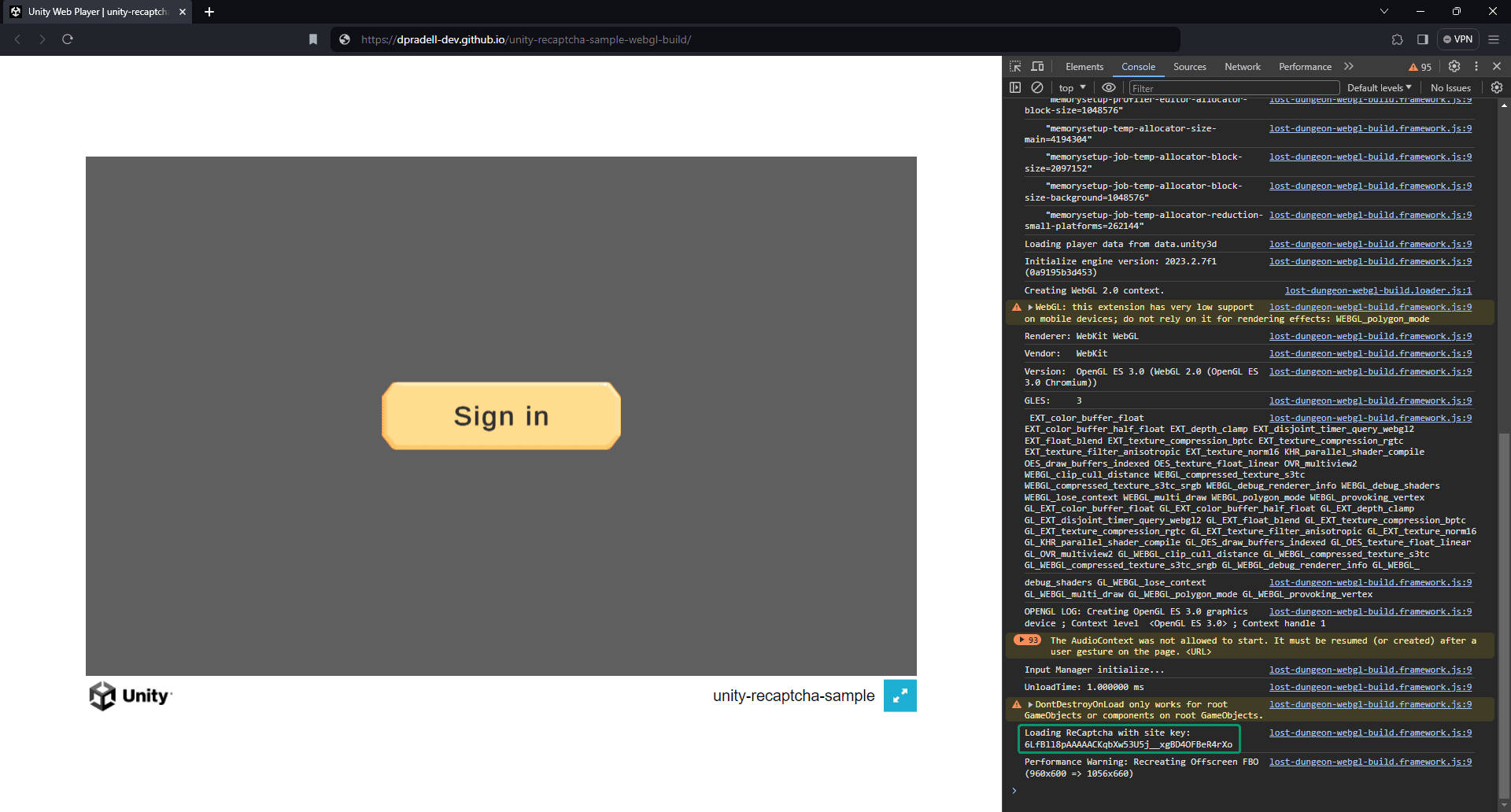 Build to WebGL: reCAPTCHA ready